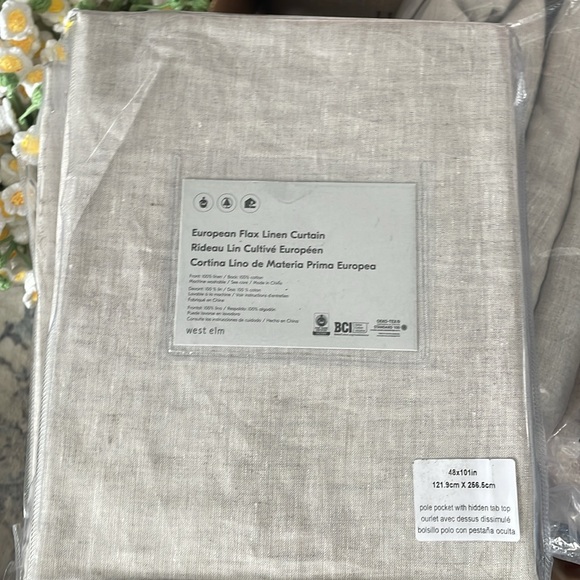 West Elm Custom Size European Flax Linen Curtain - Natural Flax 48x101 - Picture 5 of 8